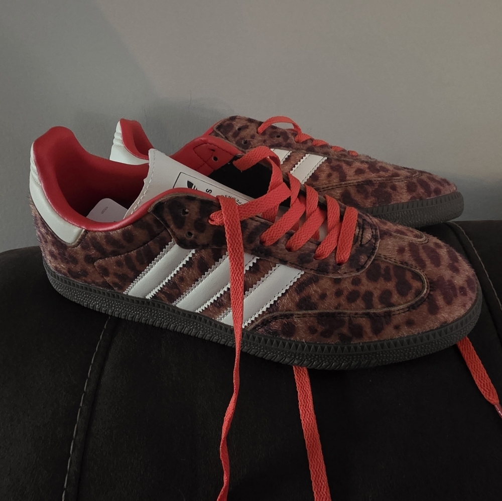Adidas OG SAMBA Unisex Sneakers - Red and Brown Leopard Print